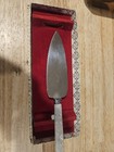 Vintage Sheffield England Cake Knife Boxed Faux Pearl Handle Wedding 1960s