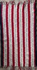 Vtg Handmade Crochet Afghan Throw Blanket 62x35  Southwest Style White Red Blue