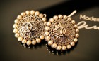 4pcs Stamped Chanel Cc  Gold Pearl Round Button 22mm