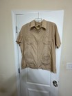 Haband The Genuine Guayabera Shirt Xl Tan Zip Front Embroidered