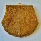 Vintage-rare  1950 s Handmade Gold Glass Beaded Purse