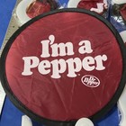 Dr  Pepper Advertising Hand Fan Sign  Nos - Folds Up - Nylon  -  New Old Stock