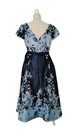 Oleg Cassini Blue Floral Mother Of The Bride Jacquard Gown A-line Plus Size 18w