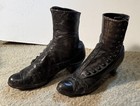 Vintage 1800s Ladies Victorian Boots Black Leather Button Up Antique W  Hook