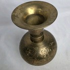 Vintage Brass Vase Floral Engraved Etched Design 6 5  Tall Made In India 
