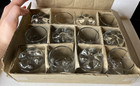 Set Of 12 Vintage Crown Royal Starburst Bottom Shot Glass Low Ball Etched Glass
