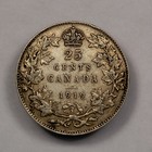 1919 25c Canada Silver Twenty-five Cents  1734 Oz Asw  Xf au - Km 24 - Sku-f3647