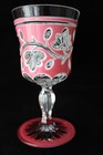Antique French St Louis Opaline Pink Overlay Optic Cut Chalice Glass C 1850