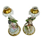 Rare Giuseppe Cappe Works Of Art Capodimonte Boy   Girl Figurine Lamp Base Pair