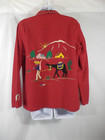 Mexican Wool Jacket Vintage Souvenir Red Womens Sz Xs-s Hand Embroidered