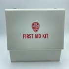 Msco First Aid Kit Metal Box Vintage White Steel Case Empty Collectible 13x9x5