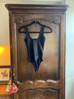 Good American Women s Black One-piece Bodysuit S Stretch Snap Closure