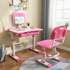 Kids Children Desk And Chair Set Height Adjustable Study Table Blue Pink Grey