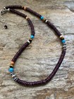 Sterling Silver  Purple Spiny Oyster Bead Necklace  18 Inch