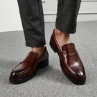 Fashion Men s Business Casual Round Toe Brogue British Faux Leather Party Shoes