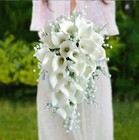 White Wedding Bouquet Crystal Artificial Flowers White Bridal Pearl Bouquet