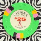 Riviera Baccarat  25 Ihc Las Vegas  Nevada Gaming Poker Casino Chip V713