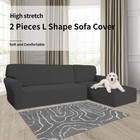 Easy-going Stretch Sofa Slipcover 2 Pieces L-shaped Sofa Cover Sectional Couch