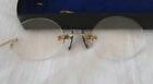 1890s Antique 10k Gold Shuron Eye Glasses With Chain   Case Spectacles Rimless