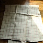 Vintage French Linen Tea Towel bistro Cloth  Red And Cream Linen Check Pattern