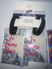 Set Of 6 Luggage Tags Leather Personalized Suitcase Tags Set  Pink Glitter Paris