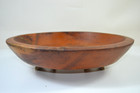 Antique Large Hand-carved Plate - Round One Wood Dough Rustic Farmhouse 17 7 In