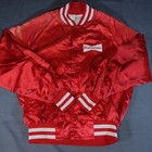 Vintage Budweiser Red Satin Bomber Patch Varsity Jacket Large 80s Usa Red White