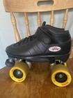 Riedell R3 Black Size 5 Indoor Quad Roller Skates With Yellow Sonar Demon Wheels