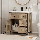 30  Rustic Bathroom Vanity  Warm Brown Finish With Smc Sink  4 Drawers   Door