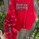 Vintage Red Las Vegas Flame Sleeve Harley-davidson Longsleeve Size Xl