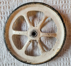 Vintage White Wheels Metal 6  Diameter Baby Stroller Wagon Toy With Hardware