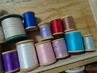 Vtg Lot Wooden Thread Spools-variety Of Brands several With Thread-grt Collec