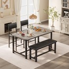 Modern 4-piece Dining Table Set With Upholstered Bench   2 Chairs  kitchen Table