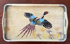 Mid-century Serving Nesting Trays Hand Painted Barware Bird Decor Qty 4