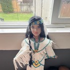 Native American Style Doll White Fringed Dress Beaded Necklace