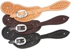 Old Style Basket Stamp Spur Straps - Light Oil Leather - Quality Equestrian Gear