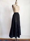 Antique 1900s Black Cotton Ruffle Skirt Petticoat Tucks M L