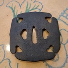 Black Metal Tsuba Square Guard Decorative Central Slot For Samurai Swords