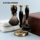 Ebony Wood Fusion Cartridge Razor Men Shaving Set Badger Brush Stand  Man Gift