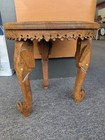 Antique Hand Carved Anglo Indian Side Table Elephant Legs Natural Wood Finish