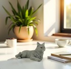 3 Inch Grey Cat Posing Hand Painted Mini Figurine Statue Sculpture   new