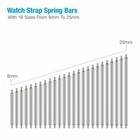 360pcs Watch Pins Spring Bars Band Strap Link 8-25mm Repair Kit Stainless Steel 