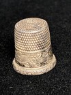 Antique Sterling Silver Thimble Floral Flowers Size 8 Collectible Sewing Vintage
