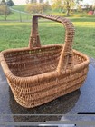 Vintage Woven Wicker Basket Large Rectangular Market Picnic Basket Rustic 12x9