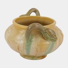 Weller Patricia 1930s Vintage Art Pottery Tan Duck Swan Handled Ceramic Vase