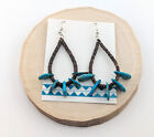 Navajo Baby Olive Heishi With Chip Slab Turquoise Dangle Earrings Na Jewelry