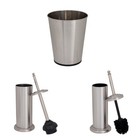 Stainless Steel Trash Can Plunger Toilet Brush Iron Collection Set Bathroom Dorm
