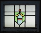 Old English Leaded Stained Glass Window Pretty Abstract Crest Design 21  16 75 