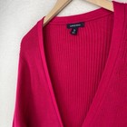 Lands End Cardigan Womens Xl 18 Ribbed Button Front Sweater Cotton Pink