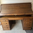 Vintage Oak Roll Top Desk Cole Steel